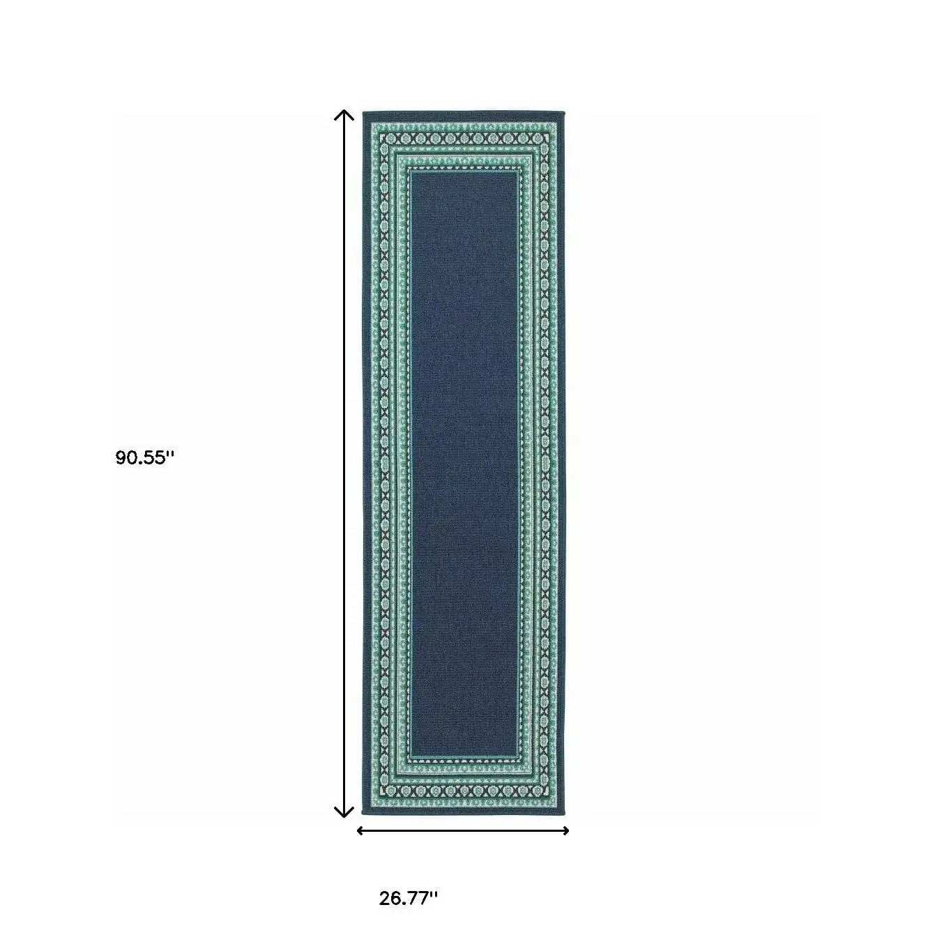 2' X 8' Blue and Green Indoor Outdoor Area Rug - Homeroots - Flyclothing LLC