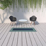 2' X 8' Blue and Green Indoor Outdoor Area Rug - Homeroots