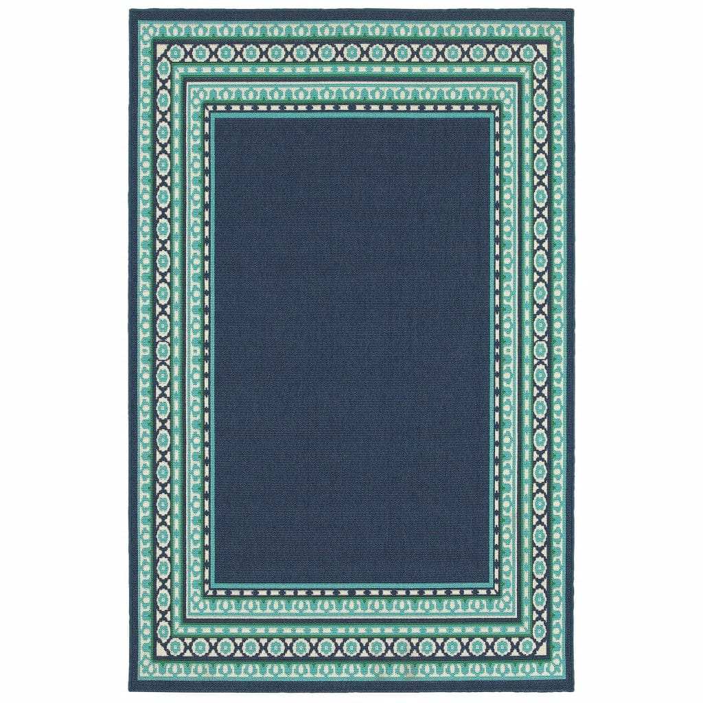 4' X 6' Blue and Green Indoor Outdoor Area Rug - Homeroots - Flyclothing LLC