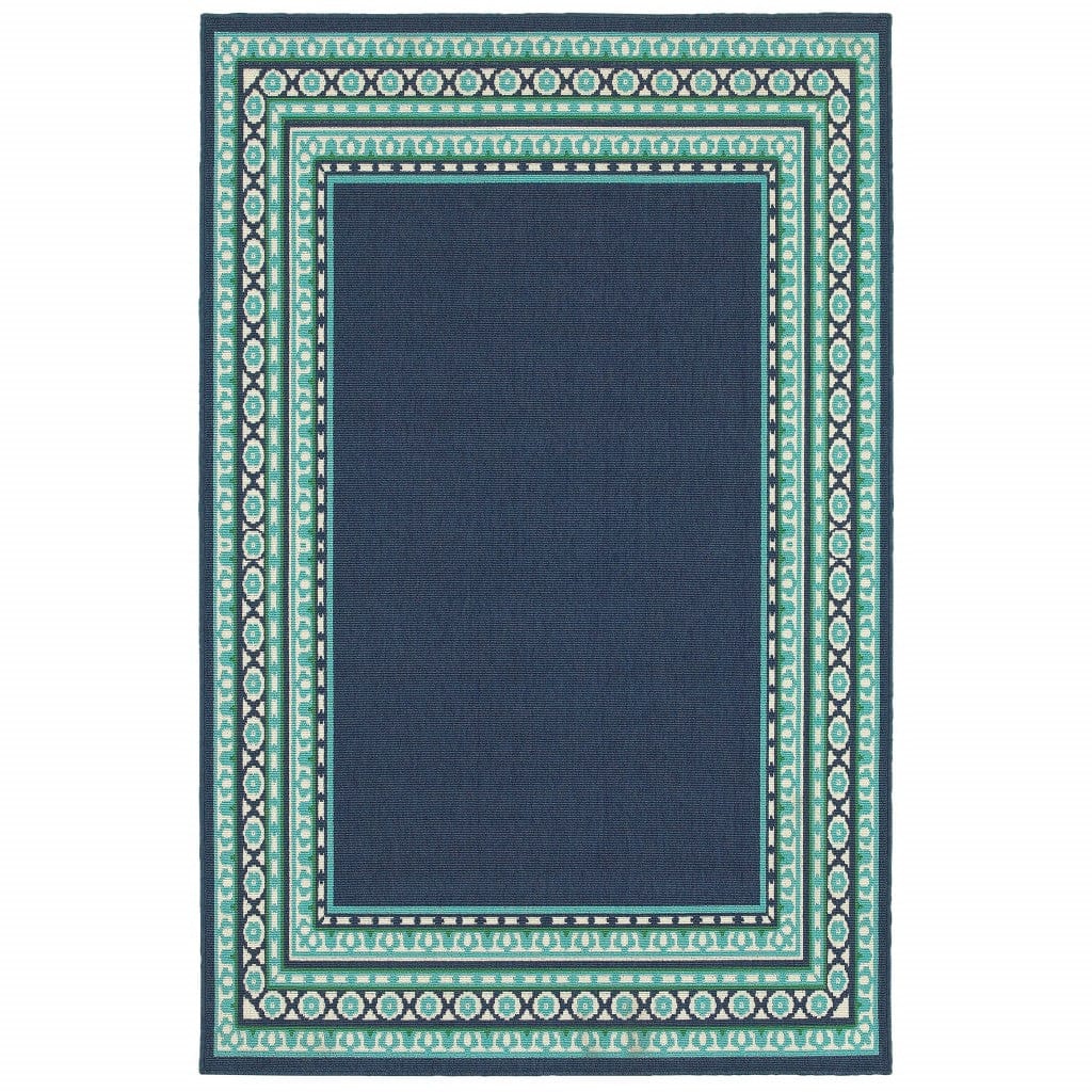 5' X 8' Blue and Green Indoor Outdoor Area Rug - Homeroots