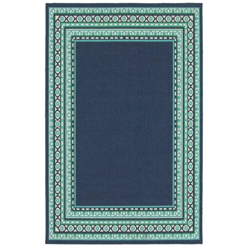 5' X 8' Blue and Green Indoor Outdoor Area Rug - Homeroots