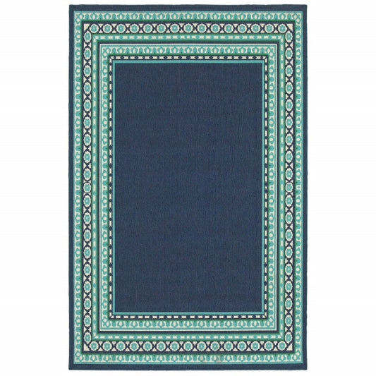 5' X 8' Blue and Green Indoor Outdoor Area Rug - Homeroots