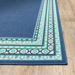 5' X 8' Blue and Green Indoor Outdoor Area Rug - Homeroots