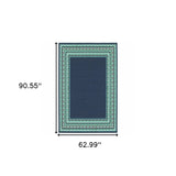 5' X 8' Blue and Green Indoor Outdoor Area Rug - Homeroots - Flyclothing LLC