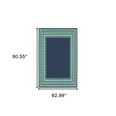 5' X 8' Blue and Green Indoor Outdoor Area Rug - Homeroots