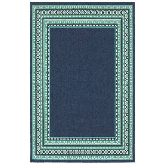 5' X 8' Blue and Green Indoor Outdoor Area Rug - Homeroots