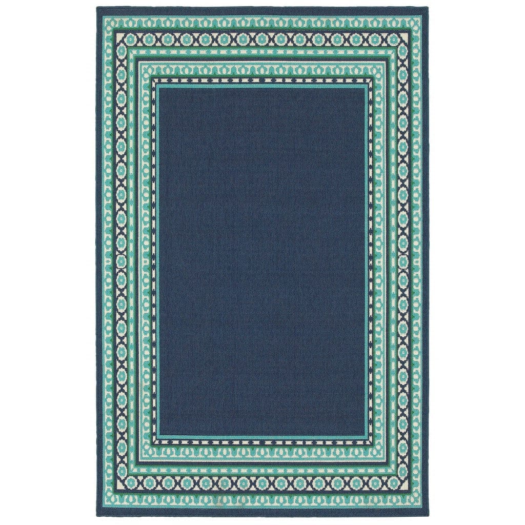 5' X 8' Blue and Green Indoor Outdoor Area Rug - Homeroots