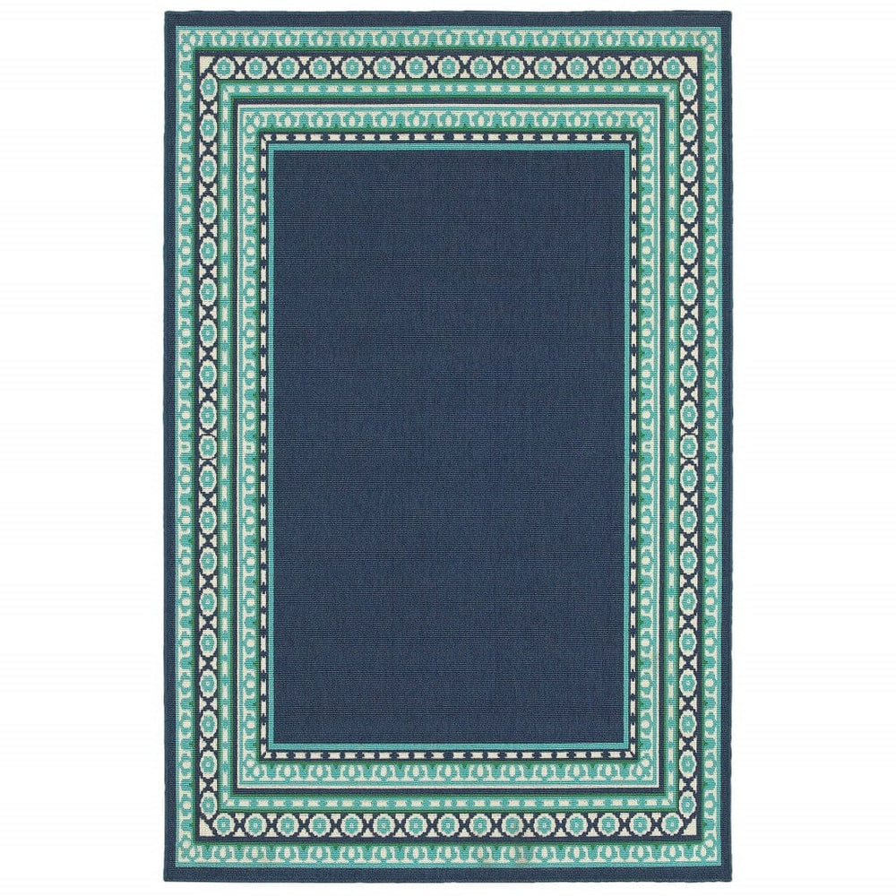 7' X 10' Blue and Green Indoor Outdoor Area Rug - Homeroots