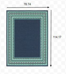 7' X 10' Blue and Green Indoor Outdoor Area Rug - Homeroots
