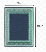 7' X 10' Blue and Green Indoor Outdoor Area Rug - Homeroots - Flyclothing LLC