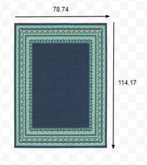 7' X 10' Blue and Green Indoor Outdoor Area Rug - Homeroots