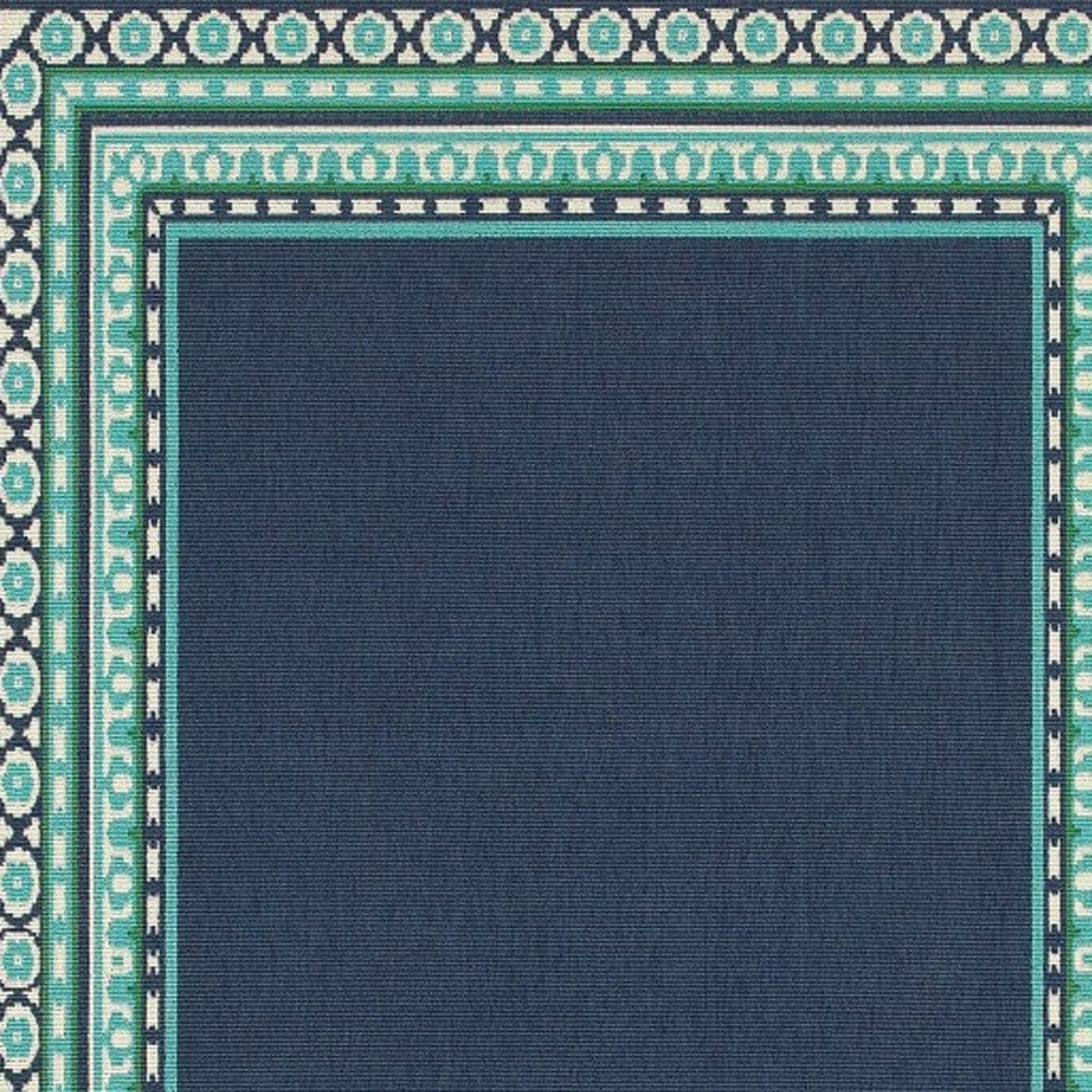 7' X 10' Blue and Green Indoor Outdoor Area Rug - Homeroots