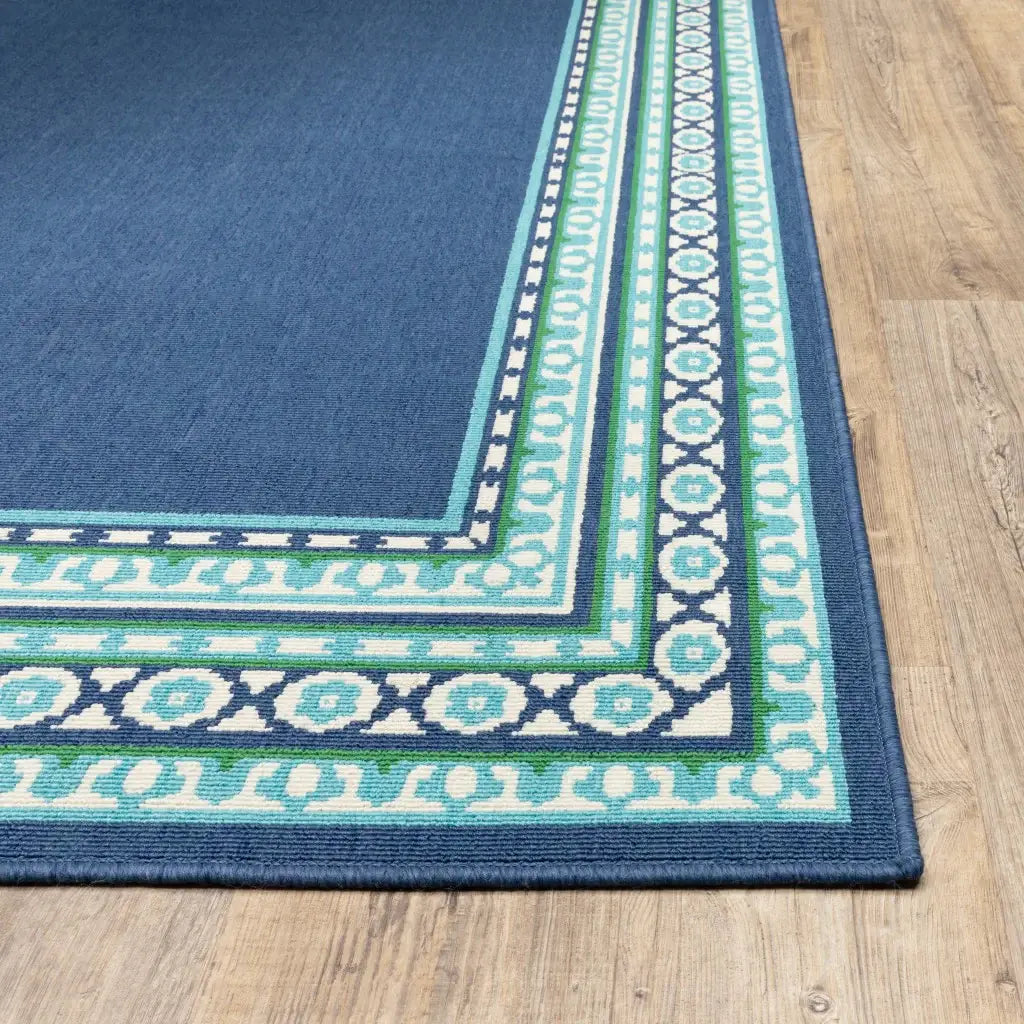 8' X 11' Blue and Green Indoor Outdoor Area Rug - Homeroots - Flyclothing LLC