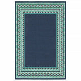 8' X 11' Blue and Green Indoor Outdoor Area Rug - Homeroots - Flyclothing LLC