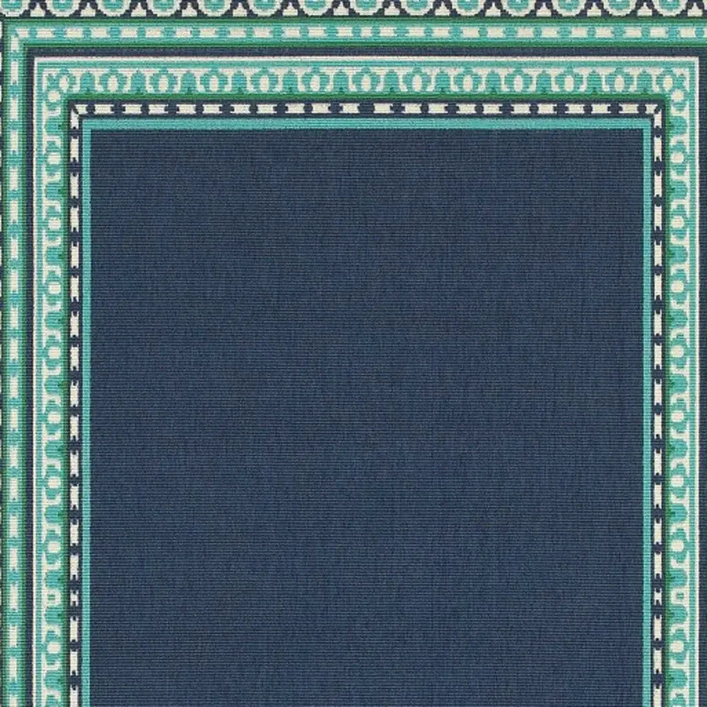 8' X 11' Blue and Green Indoor Outdoor Area Rug - Homeroots - Flyclothing LLC