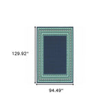 8' X 11' Blue and Green Indoor Outdoor Area Rug - Homeroots - Flyclothing LLC