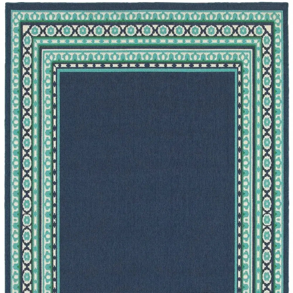 8' X 11' Blue and Green Indoor Outdoor Area Rug - Homeroots - Flyclothing LLC