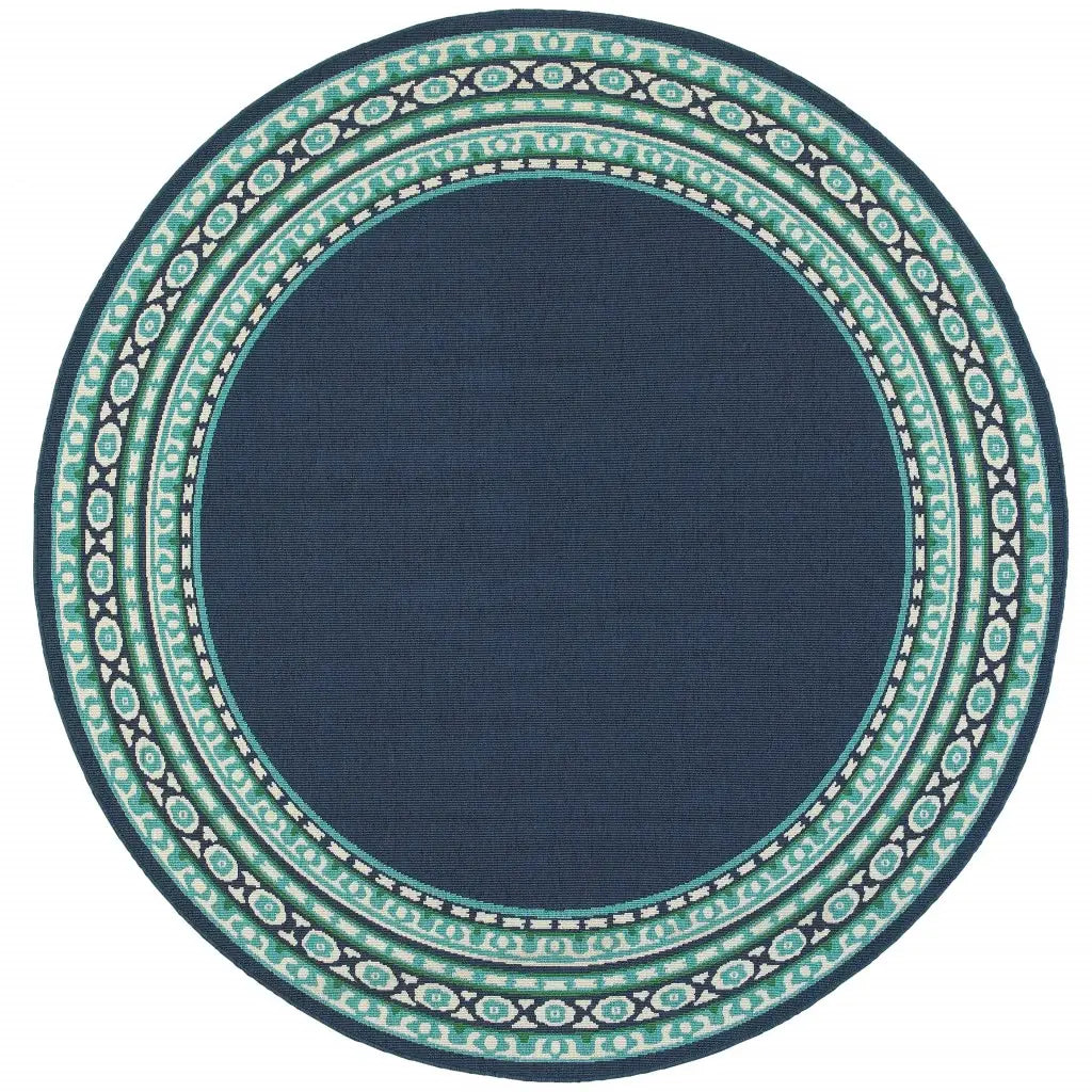 8' X 8' Blue and Green Round Indoor Outdoor Area Rug - Homeroots - Flyclothing LLC