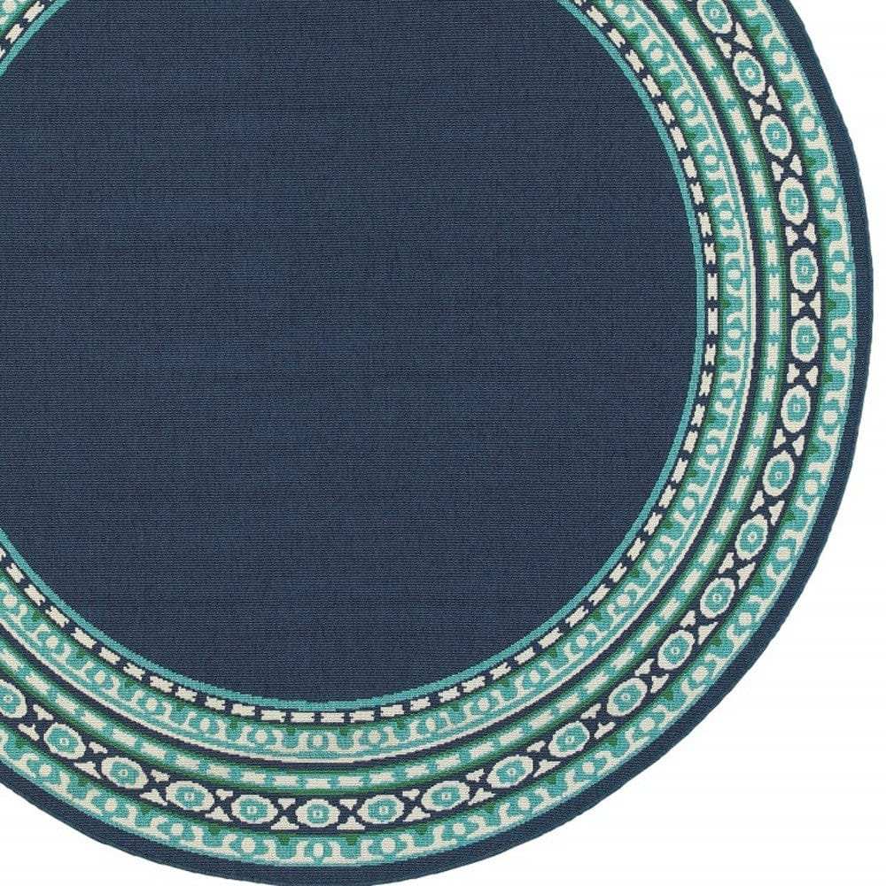 8' X 8' Blue and Green Round Indoor Outdoor Area Rug - Homeroots - Flyclothing LLC