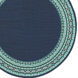 8' X 8' Blue and Green Round Indoor Outdoor Area Rug - Homeroots