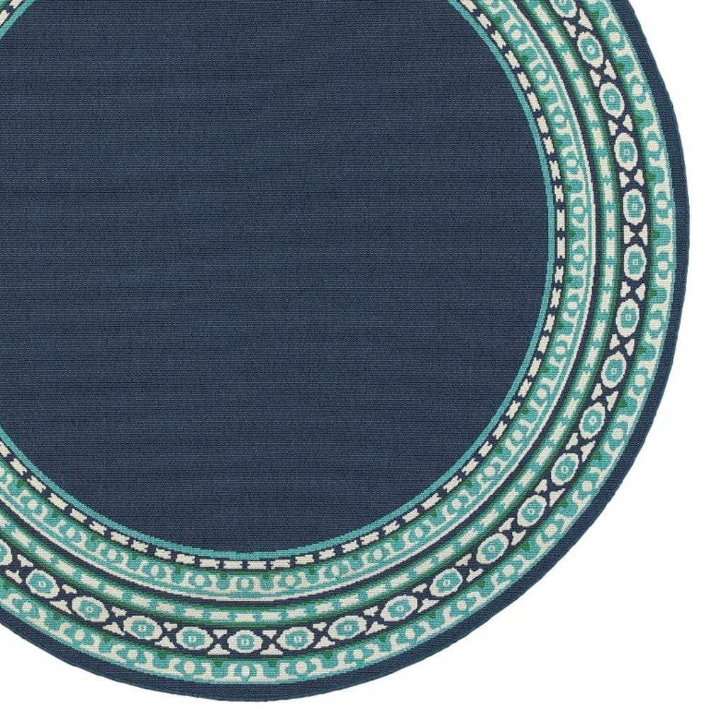 8' X 8' Blue and Green Round Indoor Outdoor Area Rug - Homeroots - Flyclothing LLC