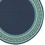 8' X 8' Blue and Green Round Indoor Outdoor Area Rug - Homeroots - Flyclothing LLC