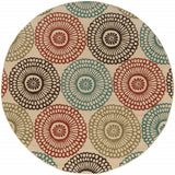 8' X 8' Beige Round Indoor Outdoor Area Rug - Homeroots