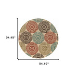 8' X 8' Beige Round Indoor Outdoor Area Rug - Homeroots