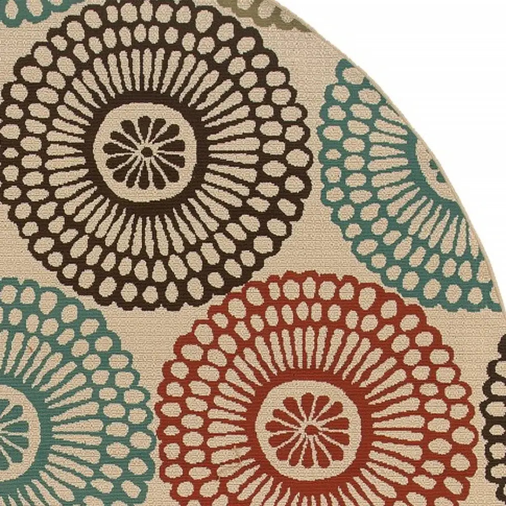 8' X 8' Beige Round Indoor Outdoor Area Rug - Homeroots - Flyclothing LLC