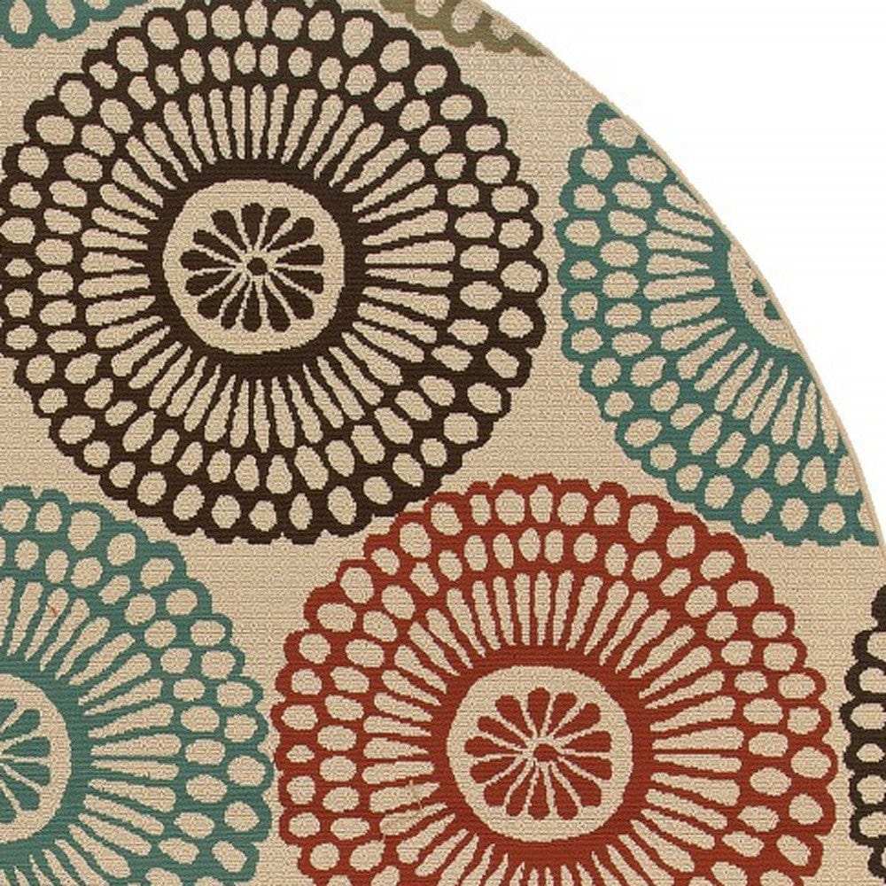 8' X 8' Beige Round Indoor Outdoor Area Rug - Homeroots - Flyclothing LLC