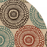 8' X 8' Beige Round Indoor Outdoor Area Rug - Homeroots