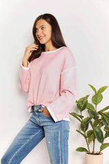Angel Wings Contrast Detail Dropped Shoulder Knit Top - Trendsi - Flyclothing LLC
