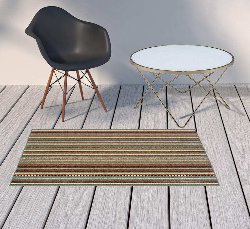 2' X 4' Green Indoor Outdoor Area Rug - Homeroots - Flyclothing LLC