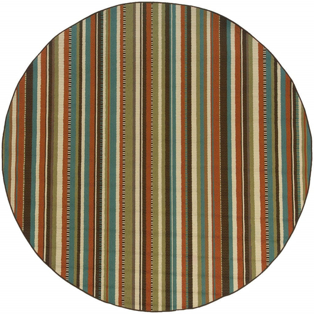 8' X 8' Green Round Indoor Outdoor Area Rug - Homeroots