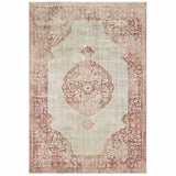 10' X 13' Ivory And Pink Medallion Area Rug - Homeroots