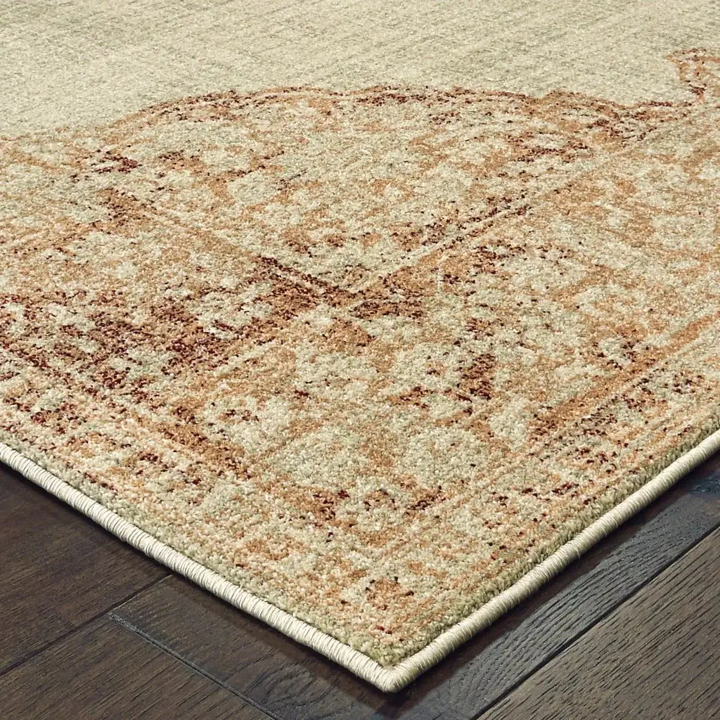 10' X 13' Ivory And Pink Medallion Area Rug - Homeroots - Flyclothing LLC