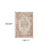 10' X 13' Ivory And Pink Medallion Area Rug - Homeroots