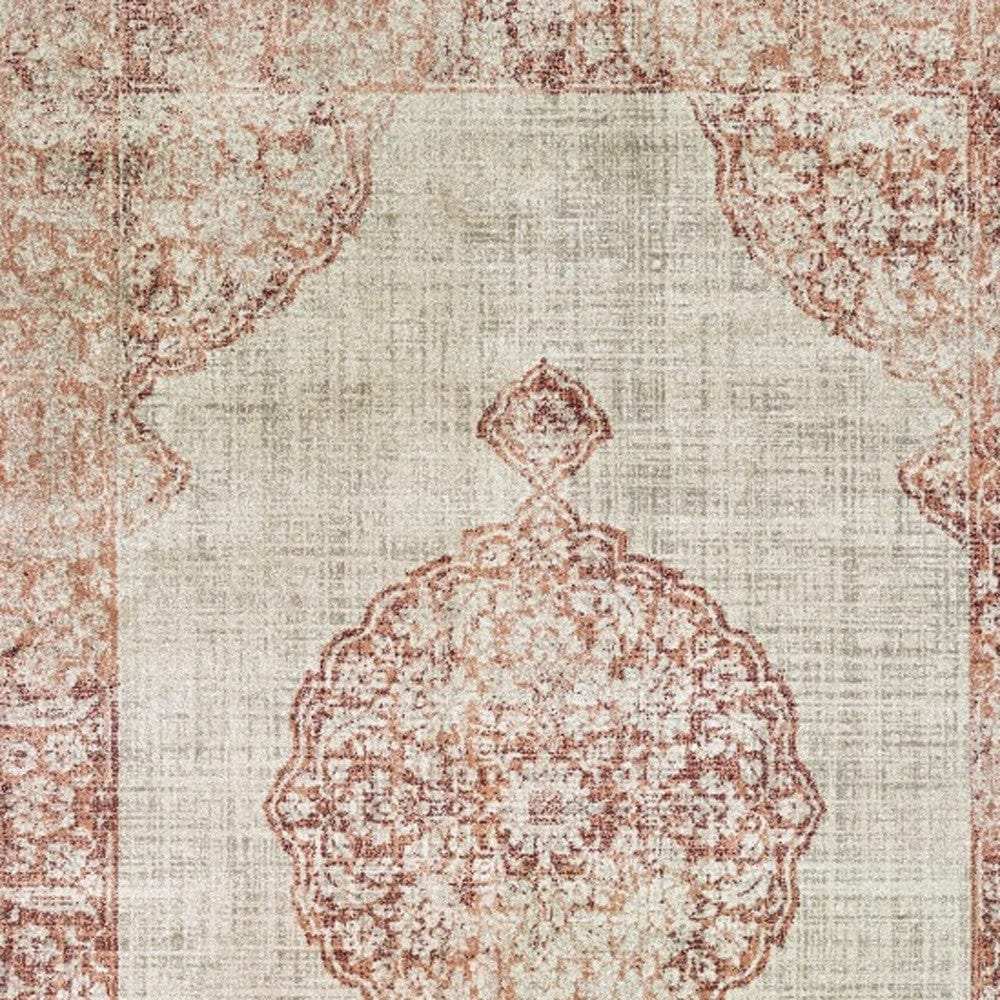 10' X 13' Ivory And Pink Medallion Area Rug - Homeroots - Flyclothing LLC