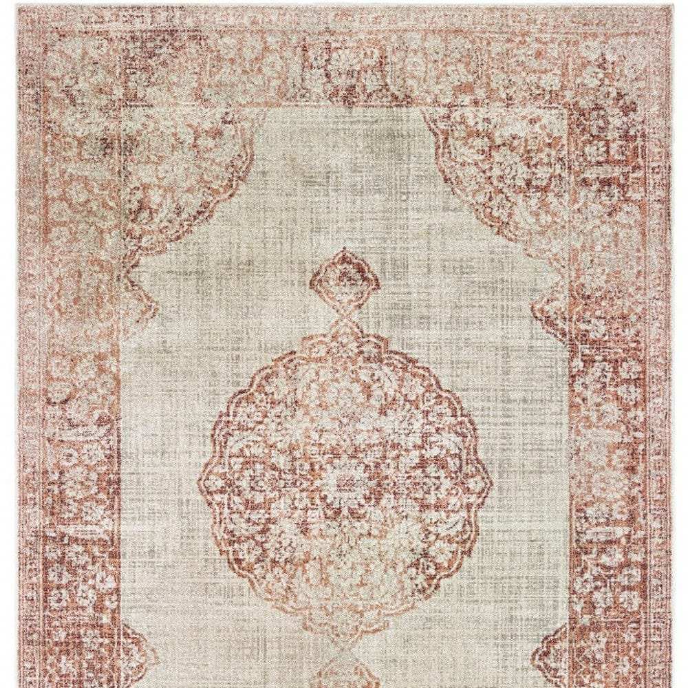 10' X 13' Ivory And Pink Medallion Area Rug - Homeroots - Flyclothing LLC