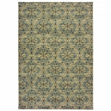 10' X 13' Ivory And Blue Geometric Area Rug - Homeroots - Flyclothing LLC