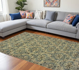 10' X 13' Ivory And Blue Geometric Area Rug - Homeroots