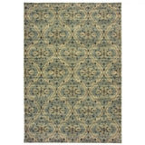 10' X 13' Ivory And Blue Geometric Area Rug - Homeroots