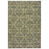 10' X 13' Ivory And Blue Geometric Area Rug - Homeroots