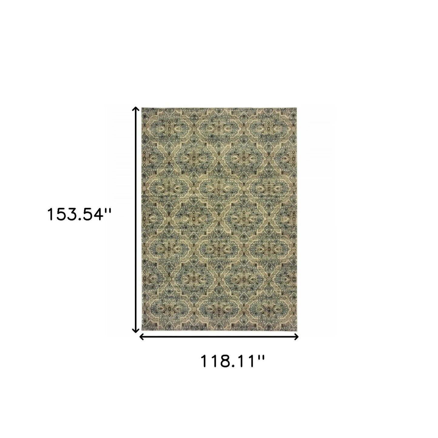 10' X 13' Ivory And Blue Geometric Area Rug - Homeroots - Flyclothing LLC