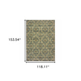 10' X 13' Ivory And Blue Geometric Area Rug - Homeroots