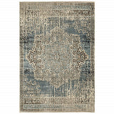 10' X 13' Blue And Ivory Medallion Area Rug - Homeroots