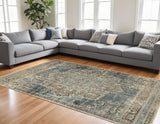 10' X 13' Blue And Ivory Medallion Area Rug - Homeroots