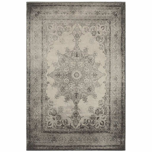 12' X 15' Gray and Ivory Area Rug - Homeroots - Flyclothing LLC