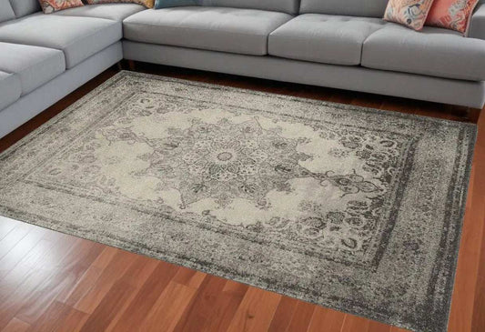 12' X 15' Gray and Ivory Area Rug - Homeroots - Flyclothing LLC