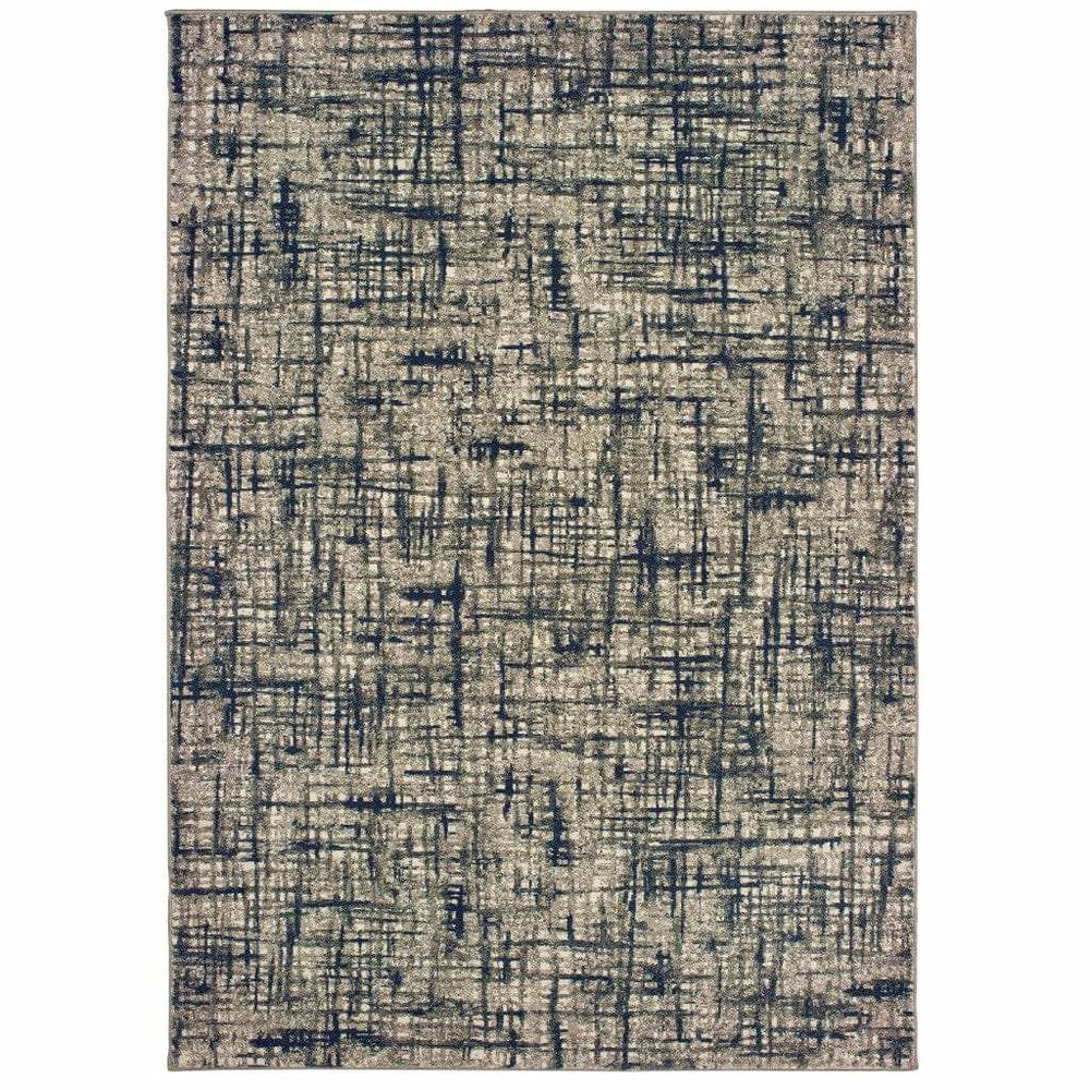 5' X 8' Gray And Navy Abstract Area Rug - Homeroots - Flyclothing LLC